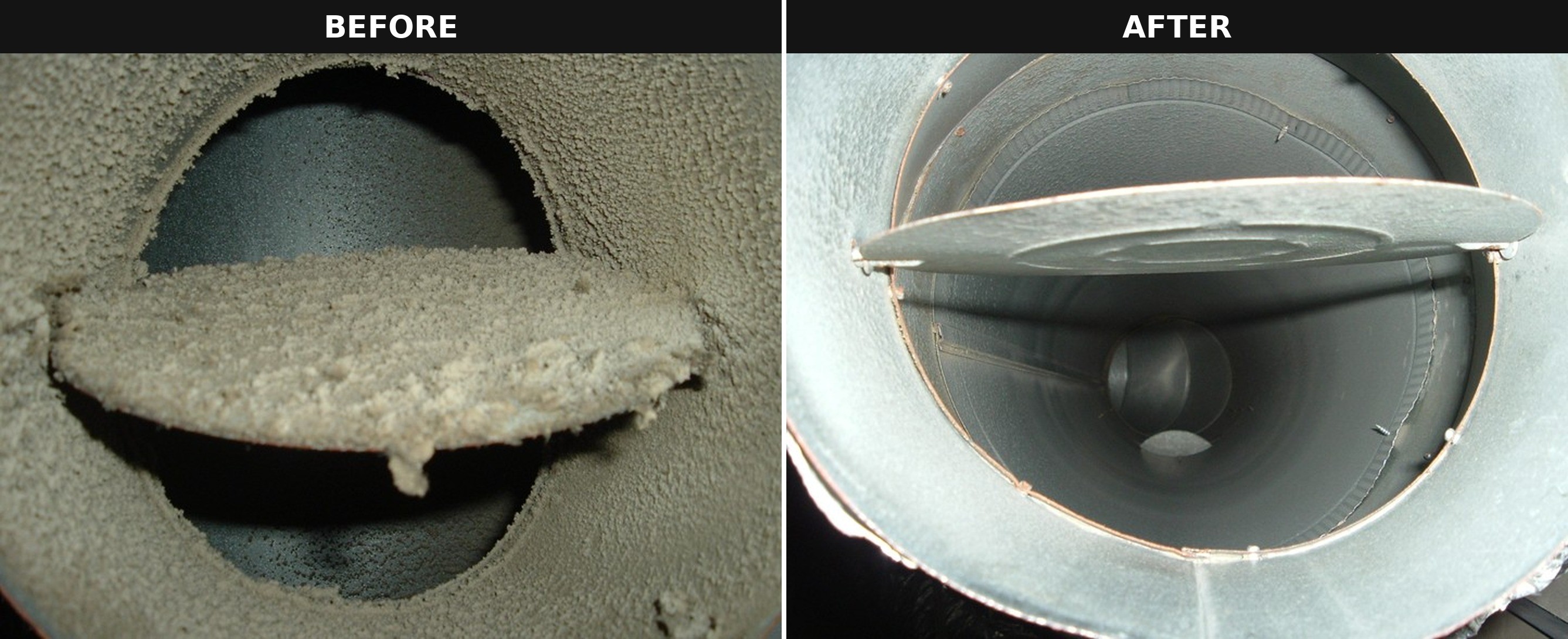 Duct damper before and after cleaning